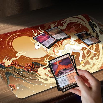 MTG Playmat Non-Slip Rubber Backing Printing Commander Board Game Desk Mat Duel Mat TCG PTCG Playmat 24x14 inches and Free Storage Bags (Deer, 24"X14") - color: Deer, size: 24"X14"