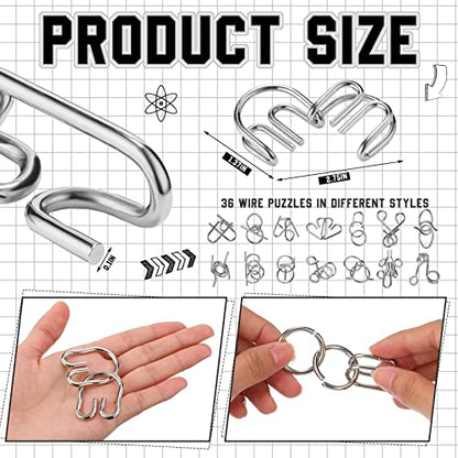 Set of 90 Metal Brain Teaser Puzzles with Pouch, Steel Puzzle Games Physics Mind Metal Wire Puzzles for Adults Basket Stocking Stuffers for Teen Boys Girls Kids Desk Trinkets Challenge Gift