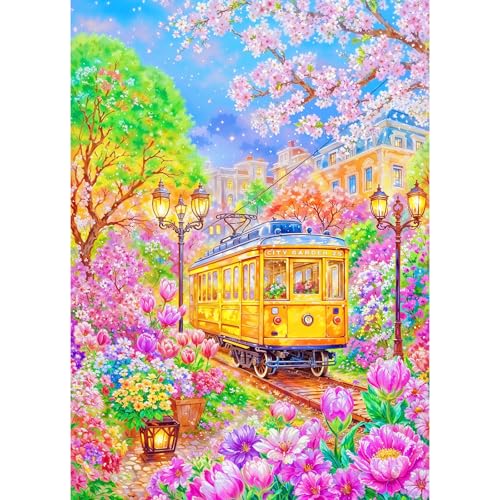 Puzzles for Adults 1000 Pieces, Jigsaw Puzzle for Adults, Fun Challenging Puzzle, City Tram Puzzles Game, Interlock Perfectly No Dust, Gifts for Easter Mother’s Day - color: City Tram