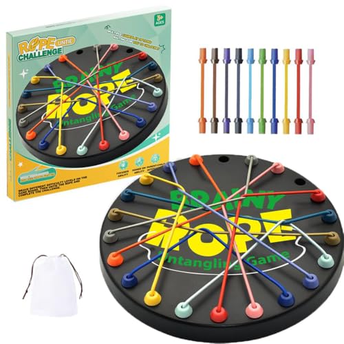 Rope Untangling Game, Brain Knots Game Strategy Thinking for All Ages | Elastic Rope Design, Plastic, Multi-color, Multi level Difficulty, practical portable storage bag, Fun Family Activity