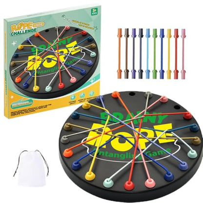 Rope Untangling Game, Brain Knots Game Strategy Thinking for All Ages | Elastic Rope Design, Plastic, Multi-color, Multi level Difficulty, practical portable storage bag, Fun Family Activity