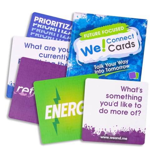 We! Connect, Future Focused Ice Breaker Conversation Cards, 10+ Activities | 20 possibility, 20 process & 20 practical cards with 10-plus no-prep activities for goal setting & thinking about the future