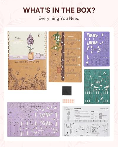 3D Flower Wooden Puzzles for Adults-Lilac, DIY Wooden Flowers Model Kit Building Set Crafts Birthday Gifts, Artificial Botanical Collection Creative Gift Ideas/Housewarming Decor(154PCS) - style: TW - Lilac
