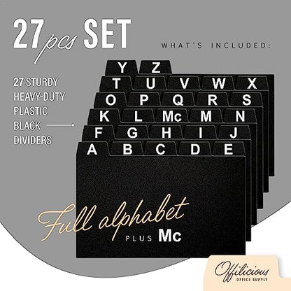 OFFILICIOUS 27 Black Index Card Dividers 3x5 - Large Index Cards for Index Card Box, Index Card Organizer, Index Cards Holder - Alphabetical File Dividers, Recipe and Card Guides, Greeting Cards - size: 3 x 5 Inches, style: 27 Pcs