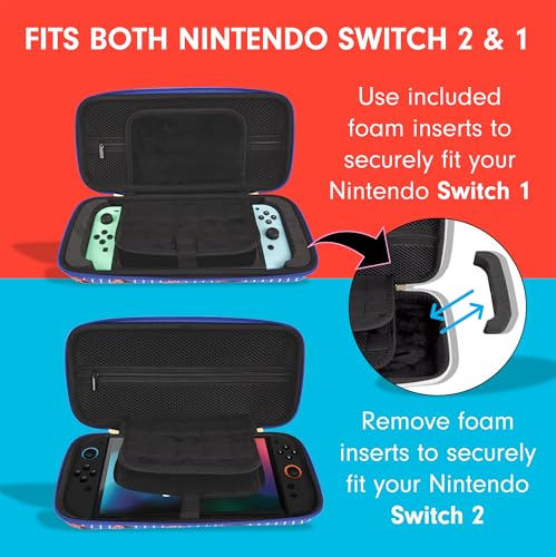 Sonix x Monchhichi Carrying Case for Nintendo Switch 2, Switch 1, Lite, OLED, Protective Travel Case with Game Cartridge Storage | Monchhichi Blue - color: Monchhichi Blue