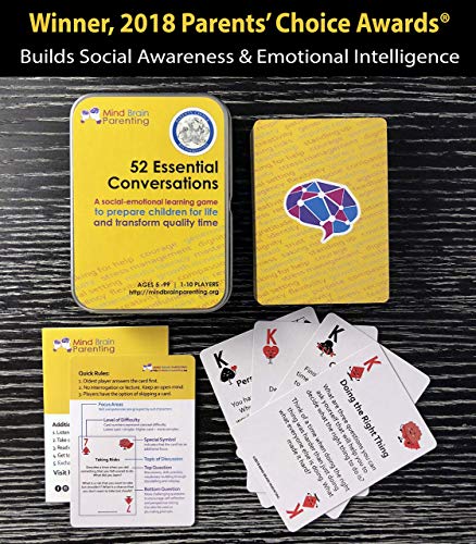Mind Brain Emotion 52 Essential Conversations for Home, Therapy, Speech, School Classroom - Conversation Cards for Kids, Family, Teacher & Counselor to Build Growth Mindset & Communication Skills - style: Conversation Skills