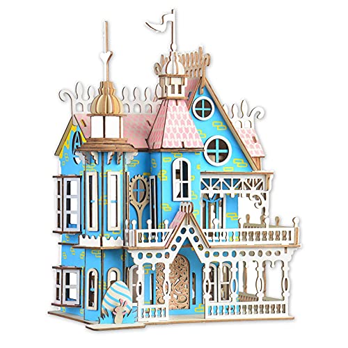 3D Puzzle Dollhouse for Kids, 3D Jigsaw Dollhouse Puzzle for Girls - Educational Paper Craft Toys for Game Xmas Birthday Easter Gifts, Easy to Assemble ，174pcs - color: Dream Villa