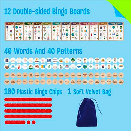 SpriteGru Bible Bingo Game, Multiple Players Bingo Game for Christian, Bible School Kids Christian Sunday Church - style: Bible Bingo Game