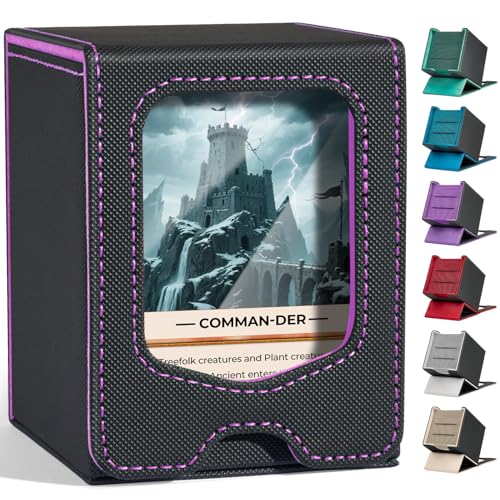 Fabmaker Deck Box Compatible with MTG Commander,Comman-der Deck Box Storage | Trading Card Storage Box with Comman-der, Fits 100 Double-Sleeved Cards, Card Box Compatible with Magic the Gathering, Purple - color: Purple, size: 1 pack