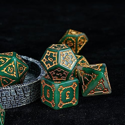 cusdie 7 Pcs 25mm Giant DND Dice with Dragon Eye Dice Bag, Polyhedral Dice Set, D&D Dice for Pathfinder RPG(Green) - color: Green
