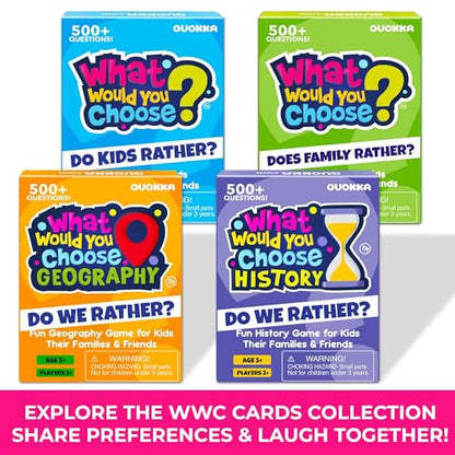 QUOKKA Board Games for Kids 8-12 – Family Games for Kids and Adults – What Would You Choose – 500+ Questions – Does Family Rather – Fun Card Game for Families and Teens - color: 2. Family Edition