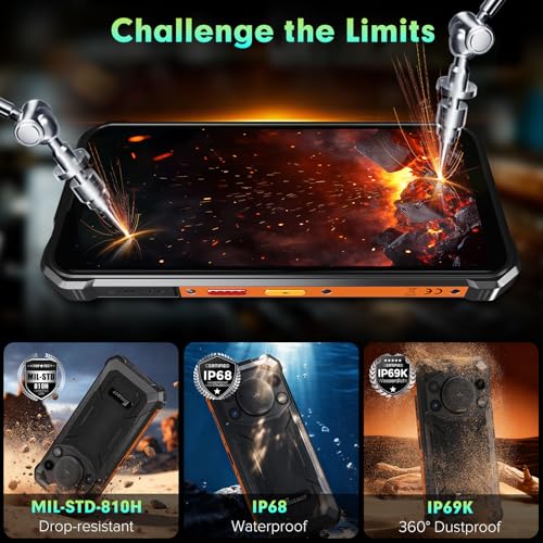 FOSSIBOT F110L Android 15 Rugged Smartphone, 12GB+128GB /2TB Rugged Call Phone, 10000mAh Unlocked Phone 128dB Loud Volume 6.745" 50MP Camera Waterproof Smartphone 4G Dual SIM/Camping Light (Gray) - color: Gray
