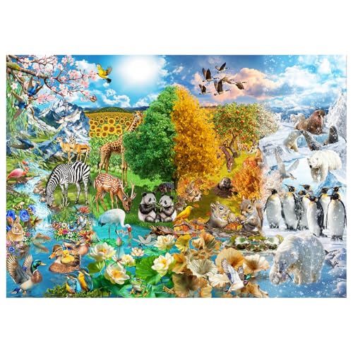 Jigsaw Puzzles for Adults 1000 Pieces, Seasons | Nature Seasons Collection with Spring Autumn Leaves Snow, Challenging Art Puzzle, 20x27 Inches - color: Four Seasons