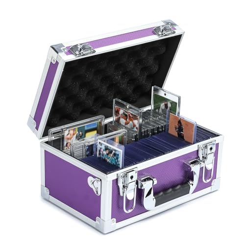 Collectable Trading Card Cases, Toploaders Storage Box, Magnetic Card Storage Hard Cabinet, Graded Card Storage Case, Sports & Trading Collector Storage Box (Purple) - color: Purple, size: Small