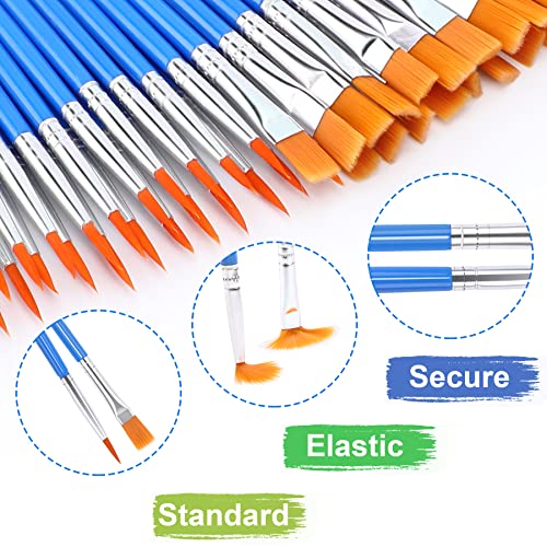 UPINS 30 Pcs Paint Brushes, Small Brush Bulk for Detail Painting | Nylon Bristles Plastic Short Handle, Art Crafts School Projects, Flat Detail Painting, Crafts Face Painting - style: Mix(15Flat +15Round)