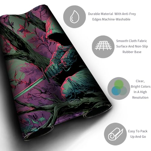 MTG Playmats(Stitched) 14x24in Compatible for OCG CCG RPG TCG Playmats with Card Zones Storage Bag (Assassins-with Zone) - color: Assassins-with Zone