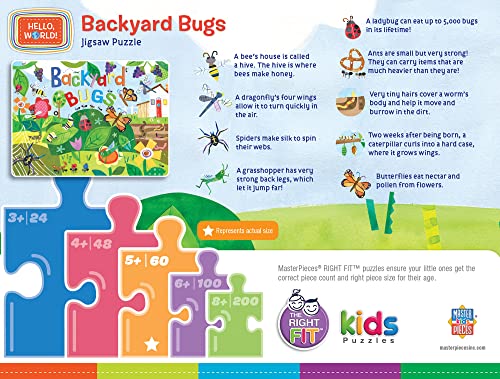 MasterPieces 60 Piece Nature Puzzle for Kids - Backyard Bugs - 19"x14" - style: Hello World Backyard Bugs