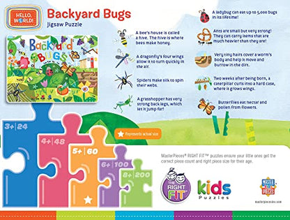 MasterPieces 60 Piece Nature Puzzle for Kids - Backyard Bugs - 19"x14" - style: Hello World Backyard Bugs