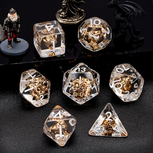 DND Resin Leopard Dice Set, D&D Polyhedral Dice for Dungeons and Dragons RPG, MTG Role Playing Games D and D Dice 7pcs-Set D20 D12 D10 D8 D6 D4 - color: Leopard