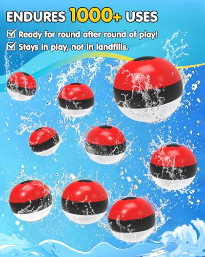 Reusable Water Balloons 12 Pcs, Refillable Self-Sealing Water Bombs, Quick Fill Silicone Water Balls for Kids, Non-Magnetic Splash Toys for Outdoor Summer Fun, Pool Beach Backyard Water Park Games - color: Red