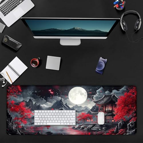 Large Mouse Pad, Desk Mat Computer Keyboard Pad Non-Slip Rubber Base Waterproof with Stitched Edges for Laptop Gaming, Office & Home 31.5 x 11.8 Inch (XL-14) - color: Xl-14