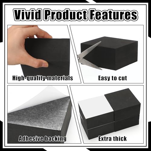 4 Pcs 2" Thick Foam Padding Sheet with Adhesive Backing Block | 4 Inch x 4 Inch, Closed Cell, Self Stick Neoprene Insulation Foam Sheet, Black, for Furniture Cars Speakers - color: Black, size: 2 Inch Thick, 4 x 4 Inches