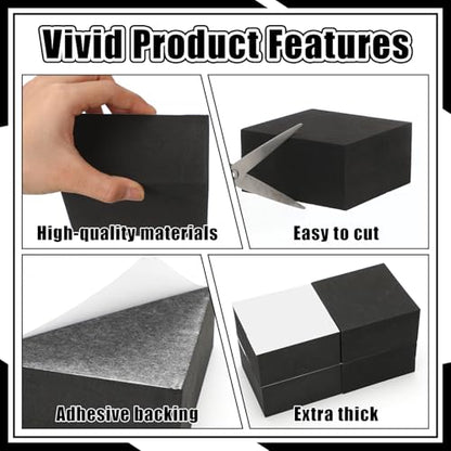 4 Pcs 2" Thick Foam Padding Sheet with Adhesive Backing Block | 4 Inch x 4 Inch, Closed Cell, Self Stick Neoprene Insulation Foam Sheet, Black, for Furniture Cars Speakers - color: Black, size: 2 Inch Thick, 4 x 4 Inches