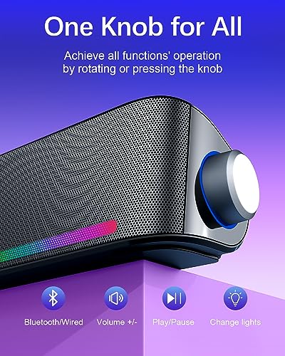 Computer Speakers, Hi-Fi Sound Quality Computer Sound Bar, Bluetooth 5.0 & 3.5mm Wired PC Speakers with 4 Dynamic Lighting Modes, USB Powered Speakers for PC, Desktop, Laptops, Phones, Monitors, Xbox - color: RGB Black
