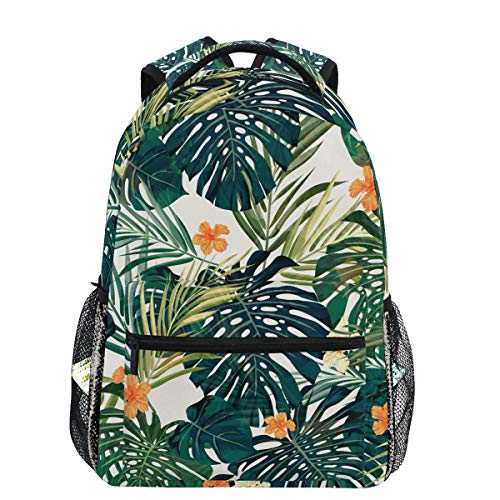 Tropicalsummer Hawaiian Flower Palm Leaves Orange Floral Backpacks Bookbags Daypack Travel School College Bag for Womens Mens Boys - color: Multi Pattern 19