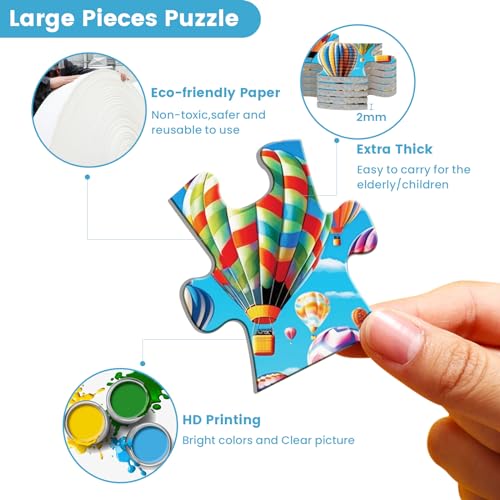 6 Packs 36 Pieces Large Puzzles for Seniors,Dementia Puzzles for Elderly Adults,Jigsaw Puzzles for Adults Seniors with Alzheimer's Dementia with 3 Storage Bags - style: Leopard Toucan Bike