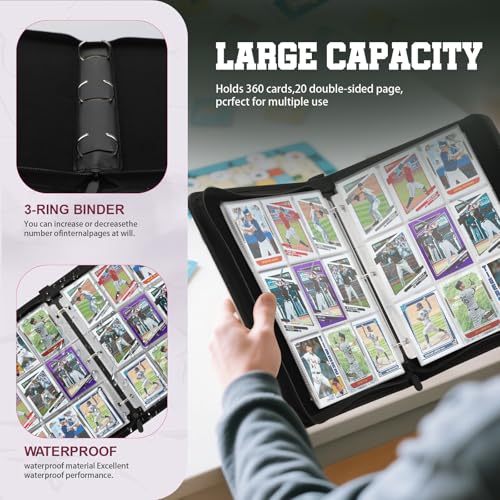 Trading Card Binder with Sleeves 9 Pocket Premium 720 Double Sided Pocket PU Card Collection Binder, Collectible Albums Card Folder for MTG, TCG, Sports Cards - color: CARBON FIBER BLACK 01