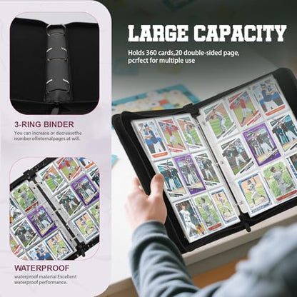 Trading Card Binder with Sleeves 9 Pocket Premium 720 Double Sided Pocket PU Card Collection Binder, Collectible Albums Card Folder for MTG, TCG, Sports Cards - color: CARBON FIBER BLACK 01