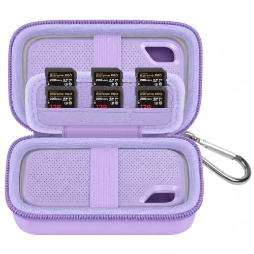 Comecase Dual SSD Case for SanDisk Extreme Portable SSD and Extreme PRO | Holds 2 Drives & 12 SD Cards, Elastic Strap Fit 500GB/1TB/2TB/4TB/8TB, Cable Groove & Carabiner for Travel, Purple, Box Only - color: Purple