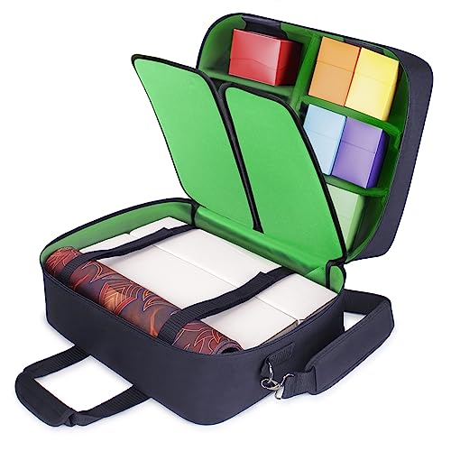 USA Gear XL MTG Bag Fits Magic the Gathering Deck Boxes, Playmats, Pokemon, Yugioh Cards & More TCG Accessories - TCG Storage Bag with Shoulder Straps, Customizable Interior, Weather Resistant (Green) - color: Green, size: Large