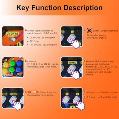 Retro Switch Arcade Stick,Screenshot Version (Screen Not Included) | Arcade Fighting Games Cabinet for Switch,OLED&Switch 2.Features Screenshot(No-voice),LED Indicators and Programmable Buttons