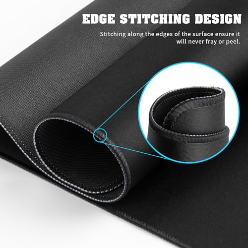 Large Mouse Pad with Stitched Edges, Desk Pad Mat with Durable Non-Slip Rubber Base for Gamer Desktop Office Home Black 31.5x11.8in
