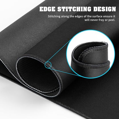 Large Mouse Pad with Stitched Edges, Desk Pad Mat with Durable Non-Slip Rubber Base for Gamer Desktop Office Home Black 31.5x11.8in