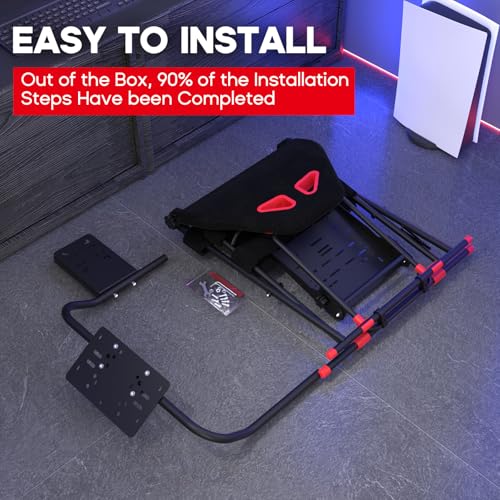 DIWANGUS Racing Wheel Stand Sim Racing Cockpit with Racing Chair Seat Foldable Adjustable Sim Racing Cockpit for Logitech G29 G920 G923 G27 G25 T248 T300RS PS4 PS5