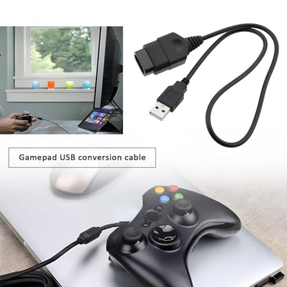 SING F LTD 2Pcs PC USB Adapter Cable Game Controller Adapter USB Converter Adapter Cable Compatible with Xbox Gen.1 Controller Black