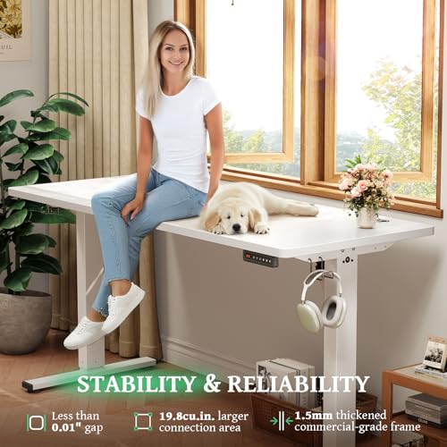 SIAGO 48 x 24 Inch Electric Standing Desk, 0.8 Inch Thick Tabletop | Smooth Height Adjustment, 200lbs Stability, 3 Memory Presets, Cable Management, Pre-Labeled Easy Assembly - color: White, size: 48 x 24 Inch