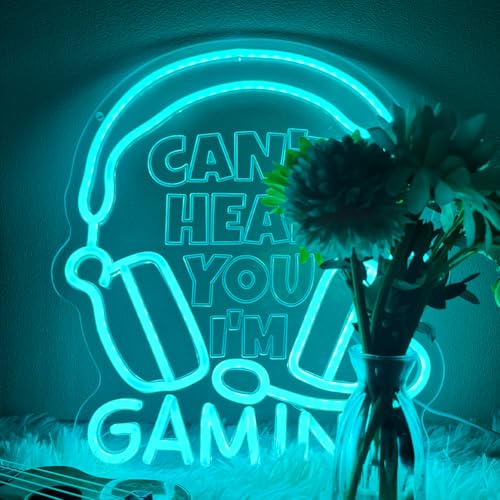 Gaming Neon Sign for Bedroom Wall Decor, Dimmable LED, Can't Hear You I'm Gaming, USB Powered, 13.7x11.8 Inch - color: S-Gaming