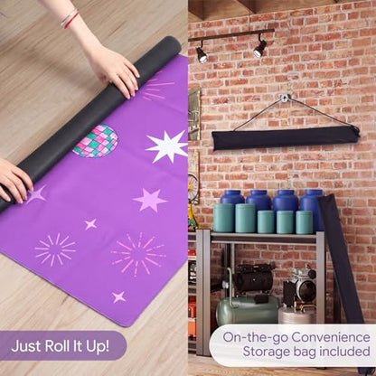 Drydiet Mahjong Mat for Table 31.5 x 31.5 Inch American Mahjong Mat with Carrying Bag, Non-Slip Noise Reduction Table Item for Family Poker Domino Board Game Night & Party Use(Disco Ball) - style: Disco Ball