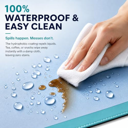 Solid Simple Mahjong Game Mat, Blue Teal 31.5x31.5 Inch 2mm Neoprene Waterproof Noise Reduction Non-Slip Table Mat for Mahjong, Dominoes, Poker & Board Games with Storage Bag & 4 Dice - color: Blue Teal