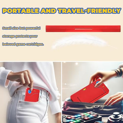 FUNLAB Switch 2 Game Card Case for Nintendo Switch 2/OLED Games & Micro SD Cards, Switch Game Card Holder with 24 Game Card Storage Cute - Red