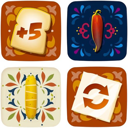 Funforge Tapas - Engaging Tile Laying Board Game for Strategic Family Fun | 2 Players | Ages 8+ | Abstract Strategy Puzzle with Croquetas & Jalapenos Theme - style: Tapas