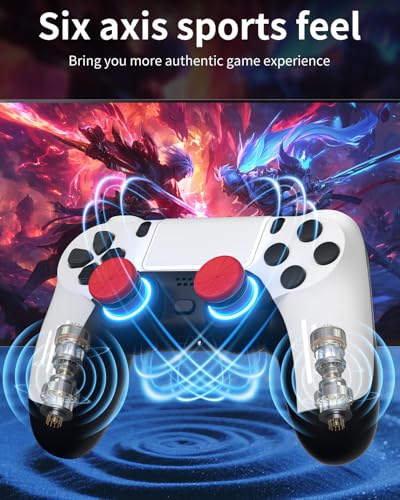 ThinTree Wireless Controller Compatible for PS-5/Pro/Slim/PC, Hall Effect Sticks & 7 RGB LED Mode & Haptic Feedback & 1000 mAh Battery & Motion Sensing, 3.5mm Audio Jack - color: Black and White