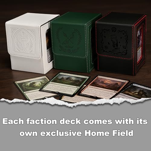 Elf Themed MTG Deck Box with Commander Display (Green and Grey) | Holds 120 Single/100 Double-Sleeved Cards, Fit MTG/PTCG/OPTCG Cards, Strong Magnet, PU Leather, With 2 Dividers & 1 Toploader - color: Elf