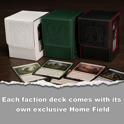 Elf Themed MTG Deck Box with Commander Display (Green and Grey) | Holds 120 Single/100 Double-Sleeved Cards, Fit MTG/PTCG/OPTCG Cards, Strong Magnet, PU Leather, With 2 Dividers & 1 Toploader - color: Elf