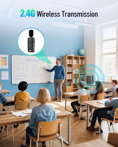 SHIDU Wireless Lavalier Microphone 2.4G with 3.5MM Plug for Voice Amplifier | UHF Mic Speaker System for Teaching, 480mAh Batteries USB-C Charging, for Speaking Tour Guides Fitness Instructor