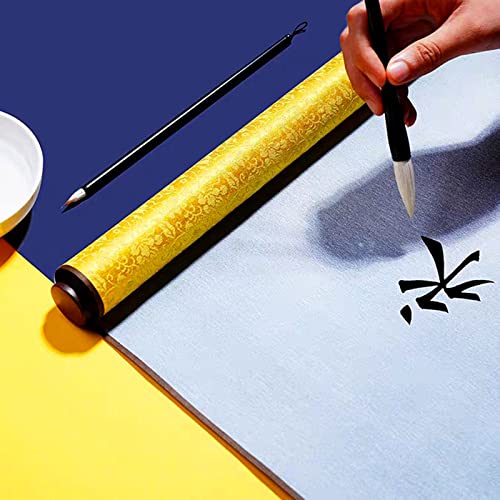 Flylin Calligraphy Cloth, Reusable Chinese Calligraphy Practicing Tool Magic Water Painting Paper Ten Thousand Times Writing Cloth Scroll for Home School (Yellow) - color: Yellow